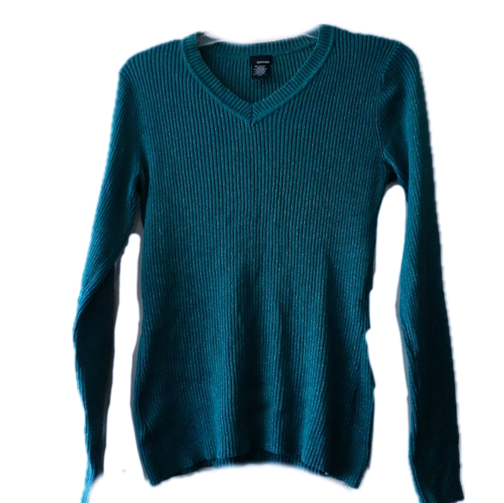Basic Editions Teal Sparkle Sweater - image 1